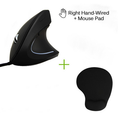CHUYI Žičani miš za desnu/lijevu ruku Vertikalni ergonomski narukvice Zdravi USB optički s podlogom za prijenosno računalo