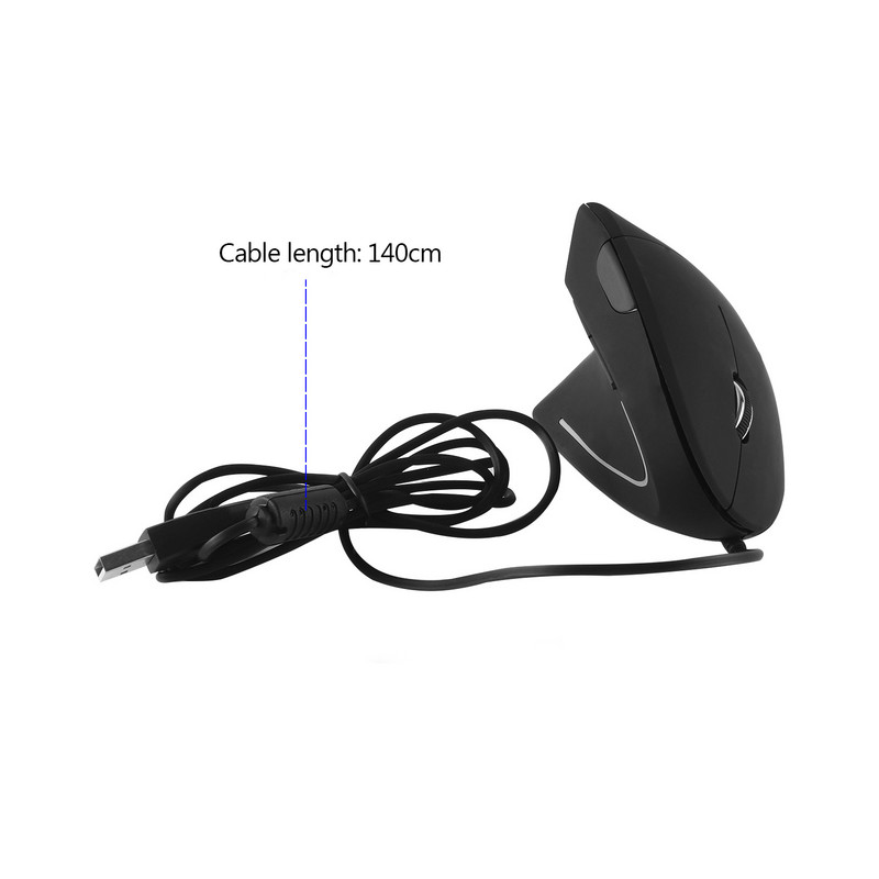 CHUYI Žičani miš za desnu/lijevu ruku Vertikalni ergonomski narukvice Zdravi USB optički s podlogom za prijenosno računalo