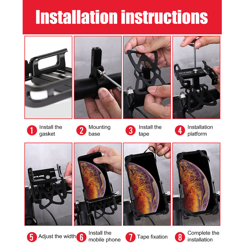 Držiak na mobilný telefón na bicykel, skúter, hliníková zliatina, motocykel, MTB, stojan na telefón, podpora riadidiel, klip na cyklistický prístup