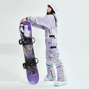 Нов цялостен ски костюм Дамски мъжки гащеризон Водоустойчив зимен топъл ветроустойчив Костюми за сноуборд на открито Снежни панталони Гащеризони Ски комплект