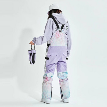 Нов цялостен ски костюм Дамски мъжки гащеризон Водоустойчив зимен топъл ветроустойчив Костюми за сноуборд на открито Снежни панталони Гащеризони Ски комплект