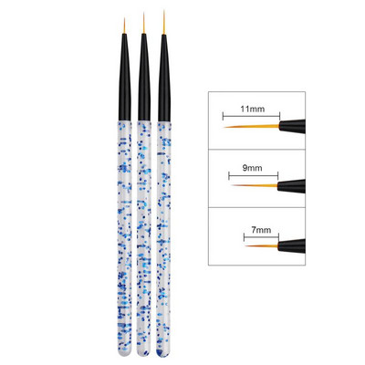 3db/készlet Nail Art Liner festőtoll 3D tippek DIY akril UV gél ecsetek Rajz Virágvonal Rács Francia Design Manikűr eszközök