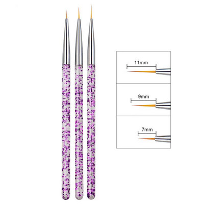 3db/készlet Nail Art Liner festőtoll 3D tippek DIY akril UV gél ecsetek Rajz Virágvonal Rács Francia Design Manikűr eszközök