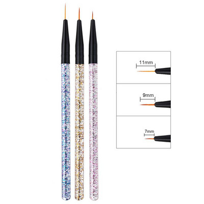 3db/készlet Nail Art Liner festőtoll 3D tippek DIY akril UV gél ecsetek Rajz Virágvonal Rács Francia Design Manikűr eszközök