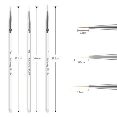 3db/készlet Nail Art Liner festőtoll 3D tippek DIY akril UV gél ecsetek Rajz Virágvonal Rács Francia Design Manikűr eszközök
