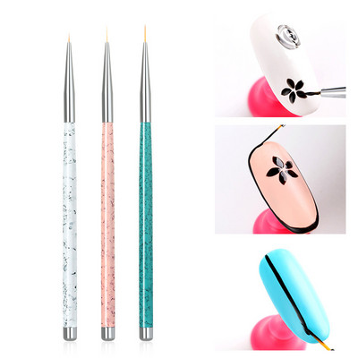 3db/készlet Nail Art Liner festőtoll 3D tippek DIY akril UV gél ecsetek Rajz Virágvonal Rács Francia Design Manikűr eszközök