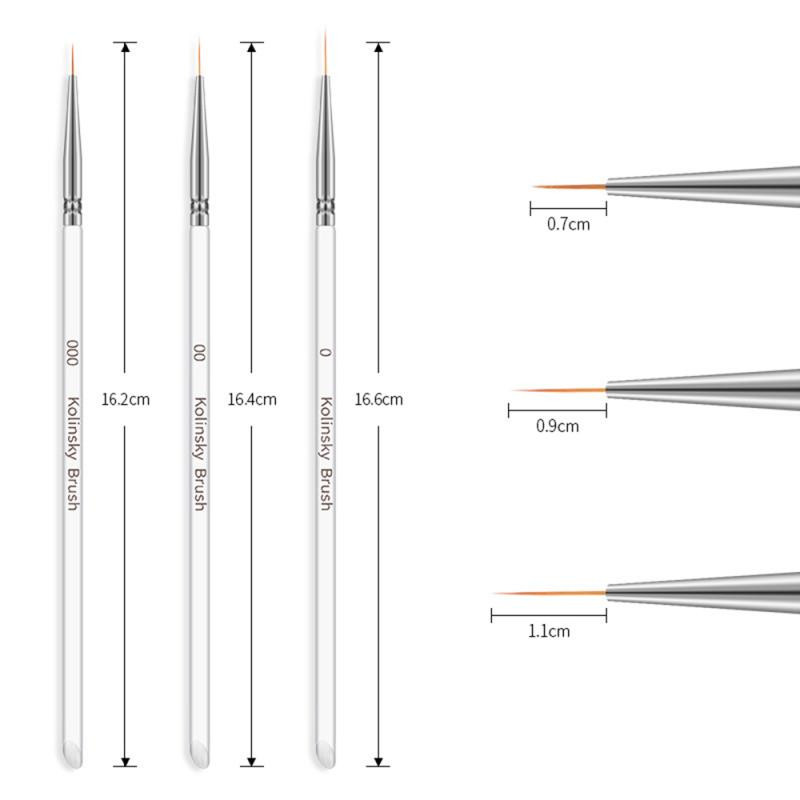 3db/készlet Nail Art Liner festőtoll 3D tippek DIY akril UV gél ecsetek Rajz Virágvonal Rács Francia Design Manikűr eszközök