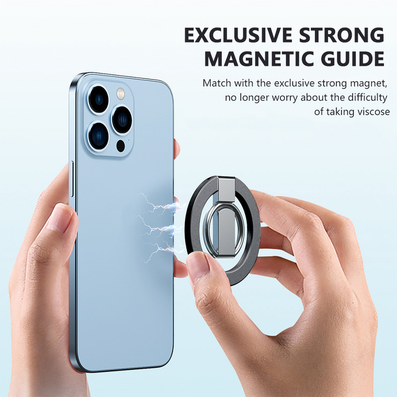 Mágneses fém ujjgyűrűtartó univerzális 360°-ban forgatható mobiltelefon-állvány markolattartó iPhone Series Xiaomihoz