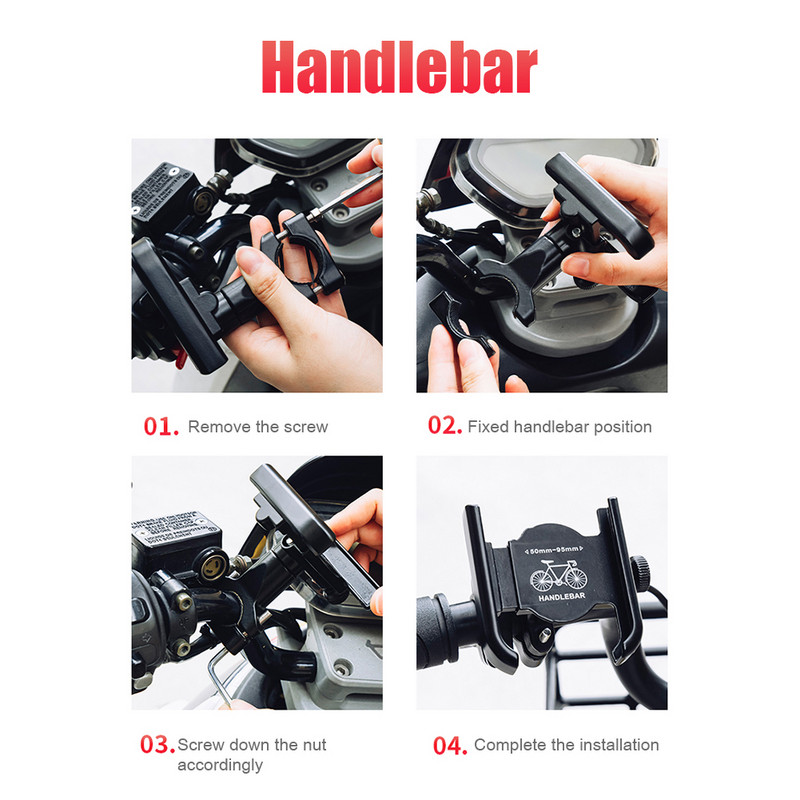 Velosipēda motocikla tālruņa turētājs 360 grādu rotācijas atbalsta kronšteina statīvs MTB ceļa velosipēda stiprinājuma piederumi, stūres atbalsts