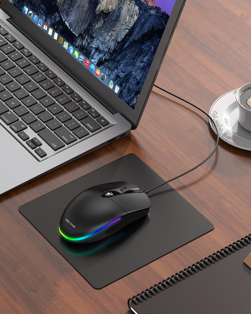 Jelly Comb USB žičani miš RGB pozadinsko osvjetljenje Optički tihi računalni miš 1600 DPI Uredski i kućni miševi za Windows PC Prijenosno stolno računalo