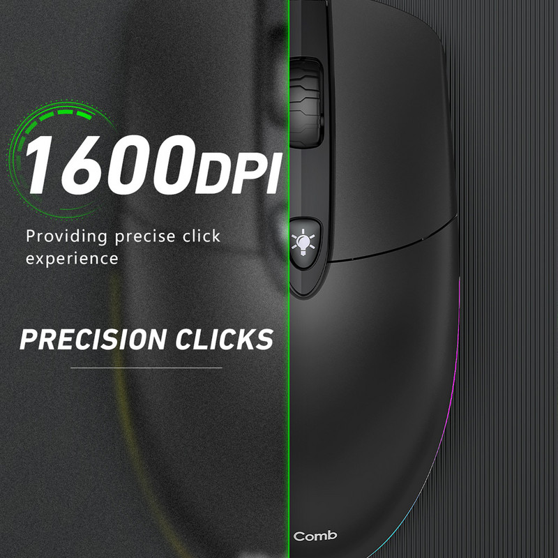 Jelly Comb USB žičani miš RGB pozadinsko osvjetljenje Optički tihi računalni miš 1600 DPI Uredski i kućni miševi za Windows PC Prijenosno stolno računalo