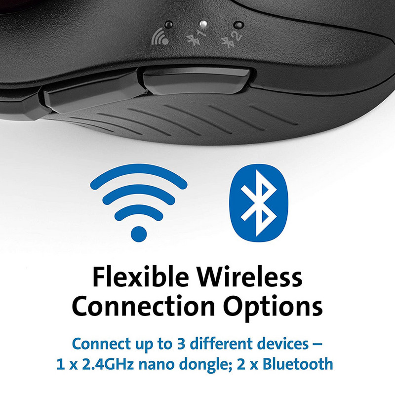 Kensington Original Pro Fit Ergo Vertical Wireless Trackball Mouse 2*Bluetooth / 2,4 GHz Prispôsobené pre AutoCAD K75370/K75264