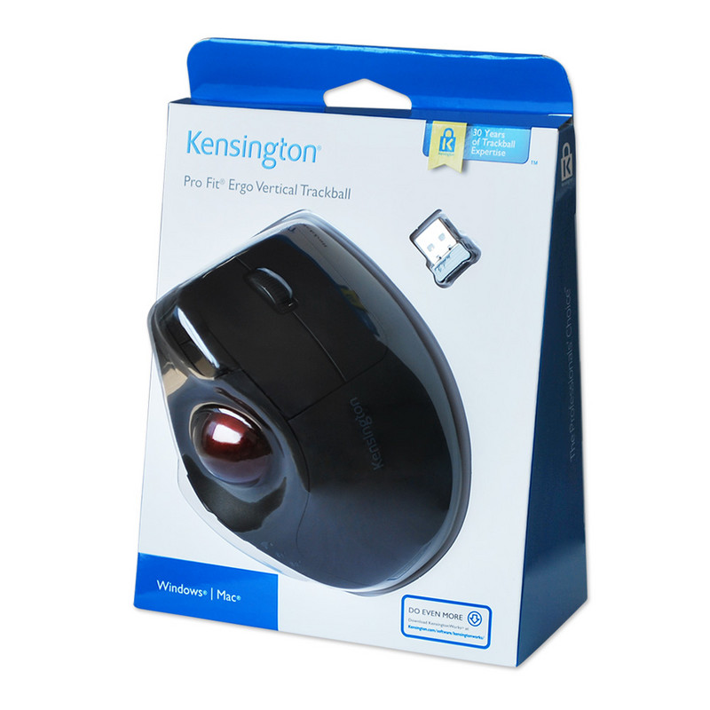 Kensington Original Pro Fit Ergo Vertical Wireless Trackball Mouse 2*Bluetooth / 2,4 GHz Prispôsobené pre AutoCAD K75370/K75264