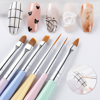 Nail Art Colorful Handle Pattern Painting Brush Acrylic UV Gel Extension Coating Drawing Pen DIY Manicure Tool Четка за нокти