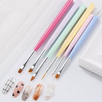 Nail Art Colorful Handle Pattern Painting Brush Acrylic UV Gel Extension Coating Drawing Pen DIY Manicure Tool Четка за нокти