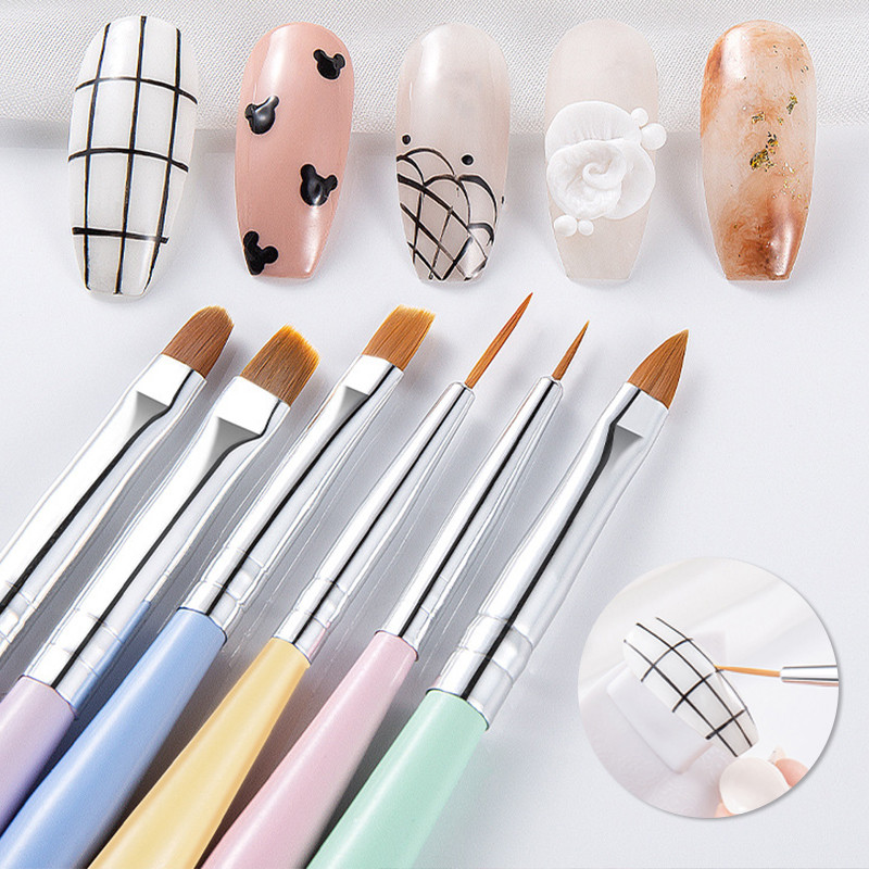 Nail Art színes nyélmintás festő ecset akril UV gél hosszabbító bevonat rajztoll DIY manikűr eszköz körömkefe