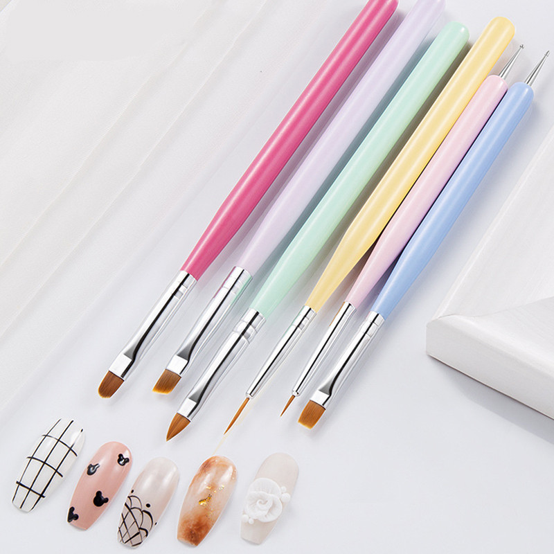 Nail Art színes nyélmintás festő ecset akril UV gél hosszabbító bevonat rajztoll DIY manikűr eszköz körömkefe