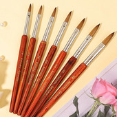 100 % Kolinsky akrilinis nagų šepetėlis Geros kokybės Nail Art Mink Brush Wood Rankena Gelis Builder Manikiūro šepetėlis Piešimo įrankiai Dydis 8-16