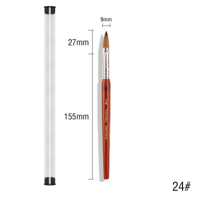 100 % Kolinsky akrilinis nagų šepetėlis Geros kokybės Nail Art Mink Brush Wood Rankena Gelis Builder Manikiūro šepetėlis Piešimo įrankiai Dydis 8-16