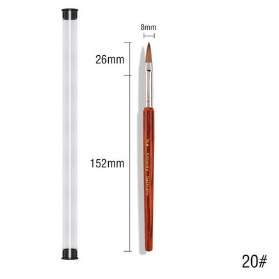 100 % Kolinsky akrilinis nagų šepetėlis Geros kokybės Nail Art Mink Brush Wood Rankena Gelis Builder Manikiūro šepetėlis Piešimo įrankiai Dydis 8-16