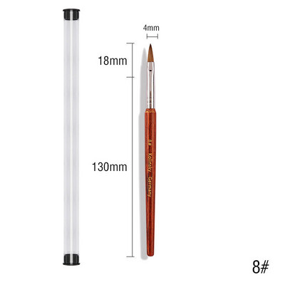 100 % Kolinsky akrilinis nagų šepetėlis Geros kokybės Nail Art Mink Brush Wood Rankena Gelis Builder Manikiūro šepetėlis Piešimo įrankiai Dydis 8-16