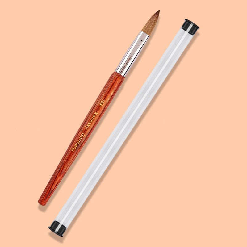 100 % Kolinsky akrilinis nagų šepetėlis Geros kokybės Nail Art Mink Brush Wood Rankena Gelis Builder Manikiūro šepetėlis Piešimo įrankiai Dydis 8-16
