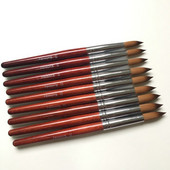 1 db Kolinsky Sable Red Wood Nail Art akril ecset kerek 10#12#14#16#18#20#22#24 UV gél Carving Pen Folyadékok Púderes manikűr tippek