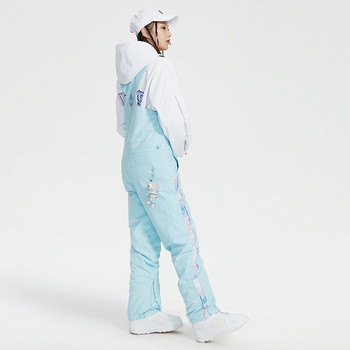 Едно парче ски панталони Дамски нови панталони за сноуборд на открито Топли зимни панталони за сняг Ветроустойчиви водоустойчиви панталони с лигавник Гащеризон Ски костюм