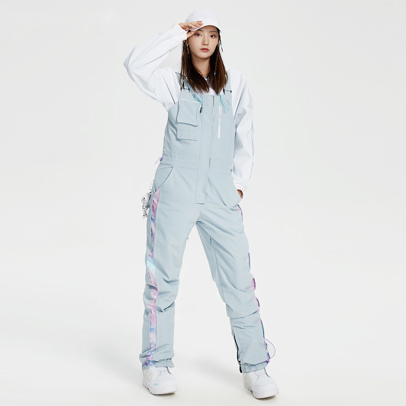 Egyrészes sínadrág női új kültéri snowboard nadrág meleg téli hó nadrág szélálló vízálló kantáros nadrág teljes síruha