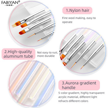 5 цвята Aurora Прозрачна рисунка за нокти Цвете Резба UV Гел Extension Liner Рисуване Акрилна писалка с френски ивици