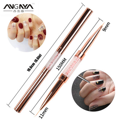 ANGNYA duplafejű Nail Art folyékony púderkefe körömhosszabbító akril UV géllel bélelt rajztoll legyező alakú virágzó eszköz