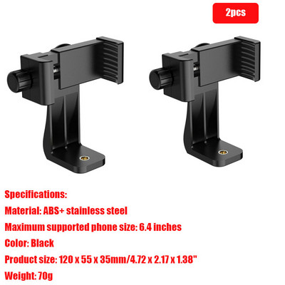 1/2 vnt mobiliojo telefono spaustuko laikiklis su stovu, 360 laipsnių besisukantis trikojo adapteris, vertikalus laikiklis, telefono laikiklis, skirtas 6,4 colio