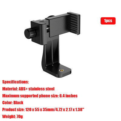 1/2 vnt mobiliojo telefono spaustuko laikiklis su stovu, 360 laipsnių besisukantis trikojo adapteris, vertikalus laikiklis, telefono laikiklis, skirtas 6,4 colio