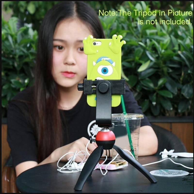 1/2 vnt mobiliojo telefono spaustuko laikiklis su stovu, 360 laipsnių besisukantis trikojo adapteris, vertikalus laikiklis, telefono laikiklis, skirtas 6,4 colio