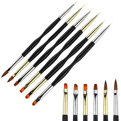 Dvigubos galvutės Nail Art Pen 2 in 1 Nails Liner Pudros šepetėlis Prailginimo Builder Akrilo UV geliu padengtas pamušalas piešimo rašiklis manikiūro įrankis
