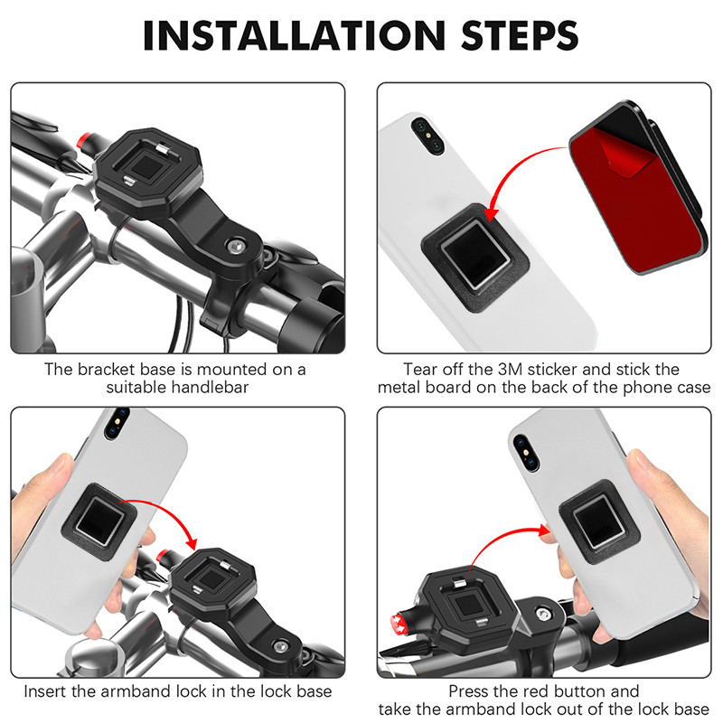 Suport telefon pentru biciclete reglabil suport pentru ghidon pentru motociclete de munte Suport pentru telefon mobil Suport de blocare de securitate pentru ciclism