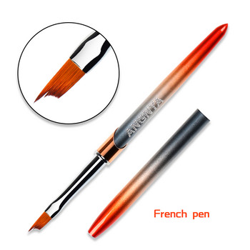 ANGNYA Rainbow Color Nail Art Brush Рисуване Painting Pen Design Инструмент за маникюр 7/9/13 mm Акрилна подплата UV Gel Инструменти за нокти с капачка