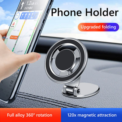 Automobilinis magnetinis telefono laikiklis 360° besisukantis sulankstomas automobilio prietaisų skydelio laikiklio stovas GPS palaikymas, skirtas iPhone 14 13 12 Pro