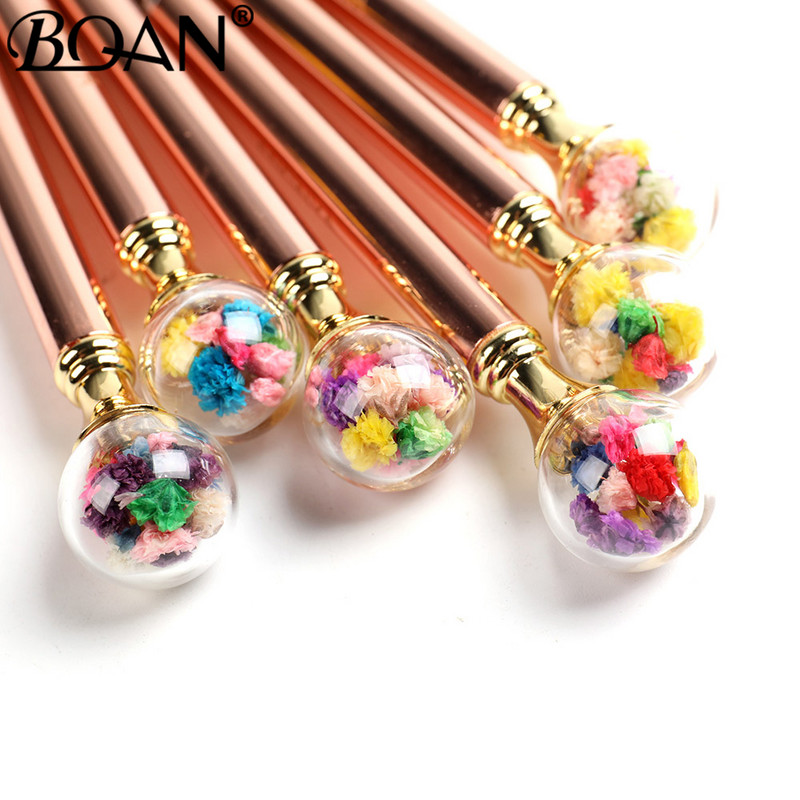 BQAN 1db Rose Gold Flower Golyós körömkefe gél ecset manikűrhöz akril UV gél hosszabbító toll festő ecset