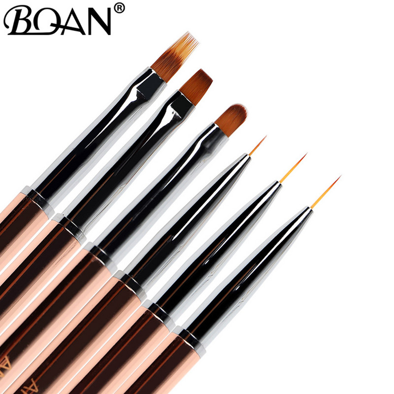 BQAN 1db Rose Gold Flower Golyós körömkefe gél ecset manikűrhöz akril UV gél hosszabbító toll festő ecset