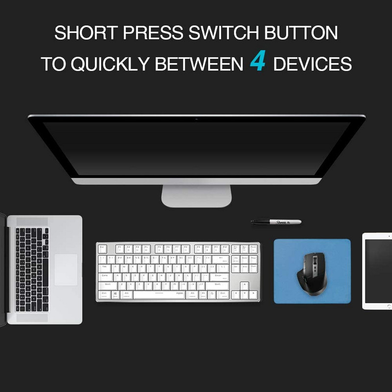 Rapoo MT750W punjivi bežični miš s više načina rada - jednostavno prebacivanje između Bluetootha i 2.4G do 4 uređaja za PC i Mac