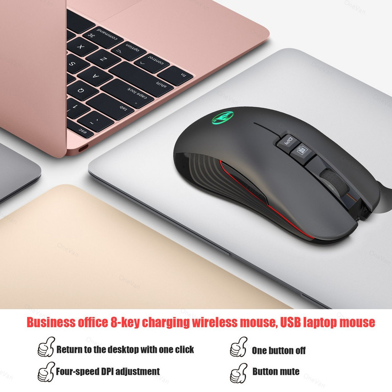 Jauna T30 uzlādējama bezvadu pele, regulējama krāsaina, gaiša spēļu pele 7D pele var izslēgt gaismu 3600 dpi