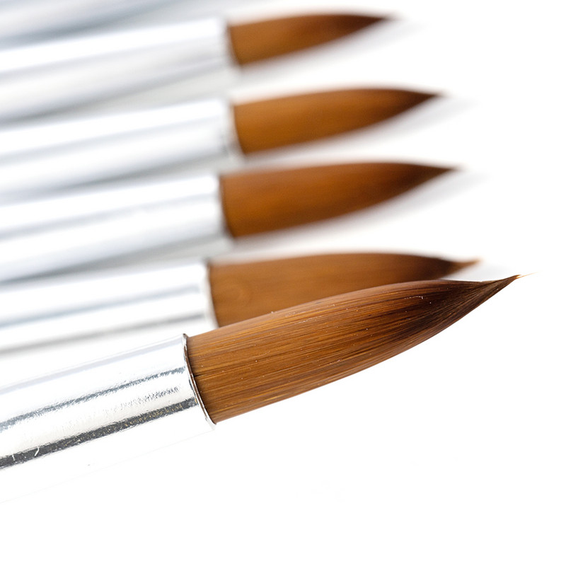 6 vnt / rinkinys UV gelio šepetys gofruotas apvalios metalinės rankenos dažymo rašiklis akrilinis piešimo šepetys nagams kalnų krištolo rankenos nagų dailės įrankis