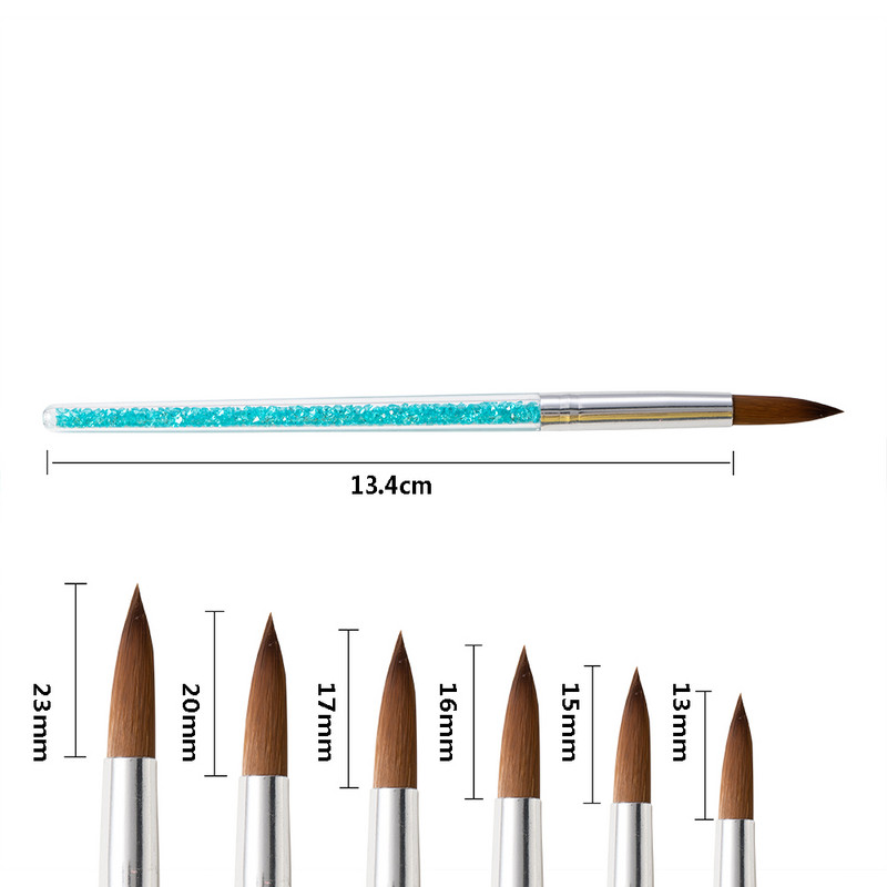 6 vnt / rinkinys UV gelio šepetys gofruotas apvalios metalinės rankenos dažymo rašiklis akrilinis piešimo šepetys nagams kalnų krištolo rankenos nagų dailės įrankis