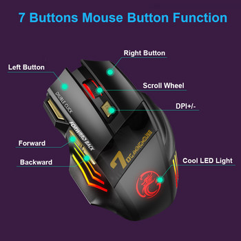 Безжична мишка Bluetooth Gamer Компютърна мишка Gaming Mouse Акумулаторна ергономична мишка 5500 DPI Безшумни мишки за лаптоп PC
