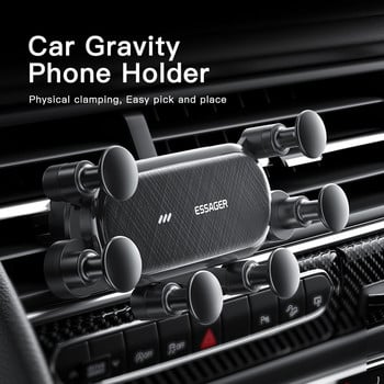 Държач за автомобил Gravity Стойка за щипка за вентилационен отвор 360 регулируем държач за стойка за мобилен телефон GPS поддръжка за iPhone 14 13 12 Pro