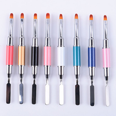 3 db kétvégű Nail Art akril UV gél hosszabbító építő virágfestő toll ecset UV gél eltávolító spatula bot manikűr eszköz