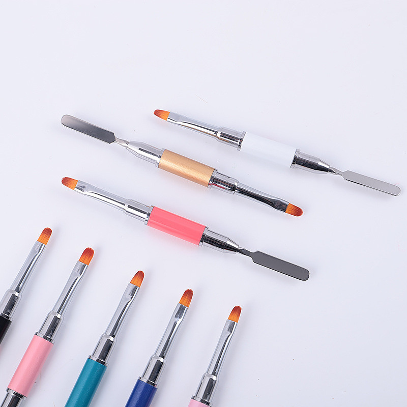 3 db kétvégű Nail Art akril UV gél hosszabbító építő virágfestő toll ecset UV gél eltávolító spatula bot manikűr eszköz