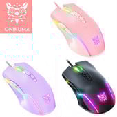 Nový produkt Onikuma cw905 drôtová mechanická herná myš pre dievčatá, určená pre počítač, RGB svetelná myš, 6 rýchlostí, 6400 DPI