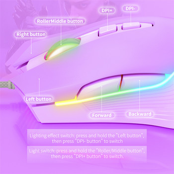 Νέο προϊόν Onikuma cw905 ενσύρματο μηχανικό κοριτσίστικο ποντίκι gaming υπολογιστή αποκλειστικό RGB ελαφρύ ποντίκι 6 ταχυτήτων 6400 DPI